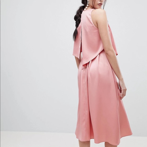 ASOS DESIGN crop top thigh split satin midi dress - Picture 5 of 17